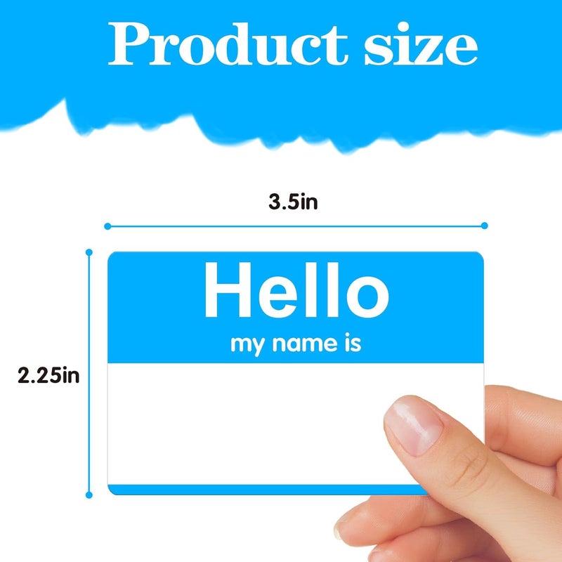 labelon Light Blue Name Tags Sticker, 200Pcs Hello My Name is Stickers, 3.5" x 2.25" Name Badge Name Tags Label for Office, Meeting, School,Teachers and Mailing - Image 2